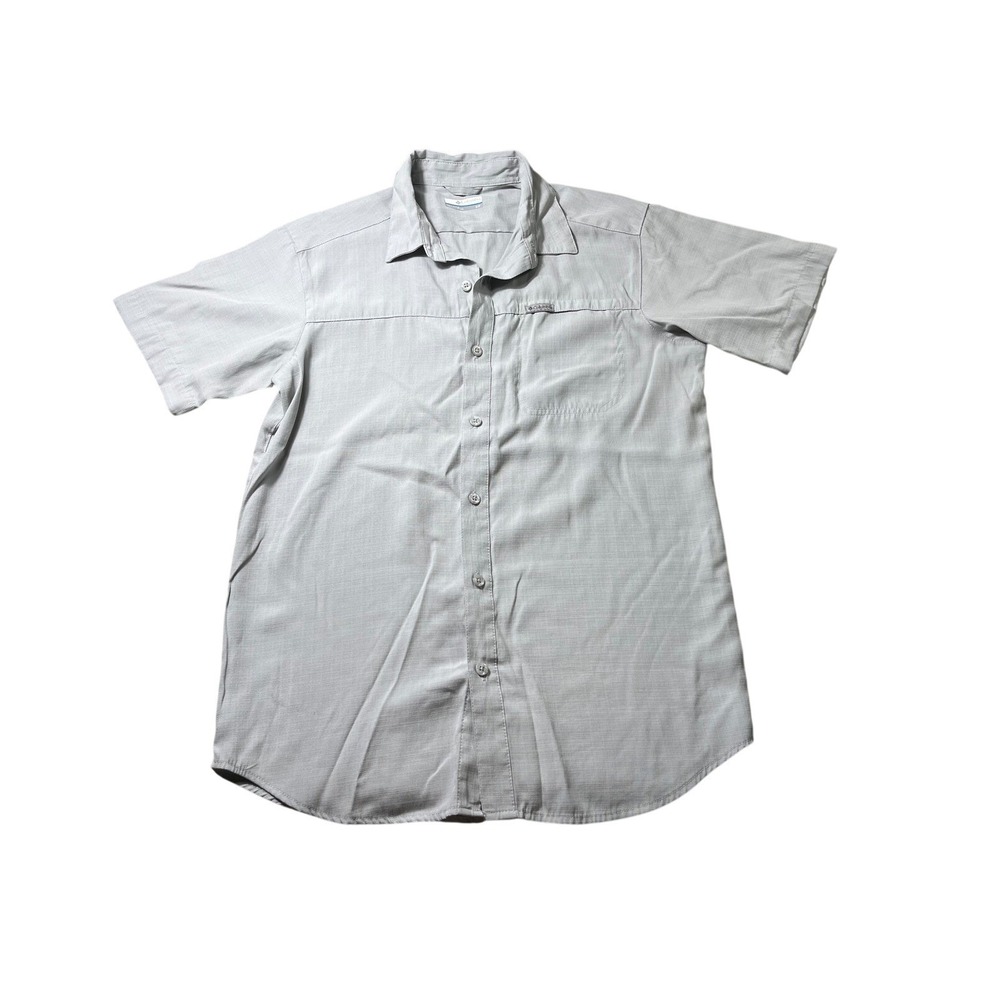 Columbia Womens Small Gray Short Sleeve Button Front Hiking Travel Shirt
